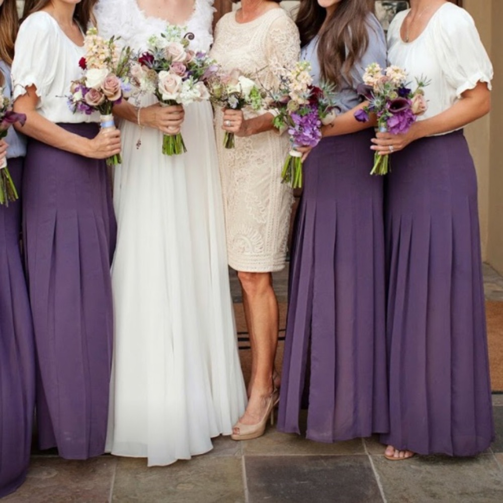 Pleated Chiffon Maxi Skirt in Aubergine
